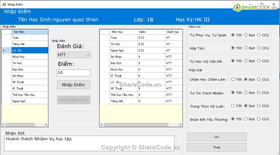 SQL,Mô hình ba lớp,đồ án winform c# quản lý học sinh,Quản lý học sinh tiểu học,.NET